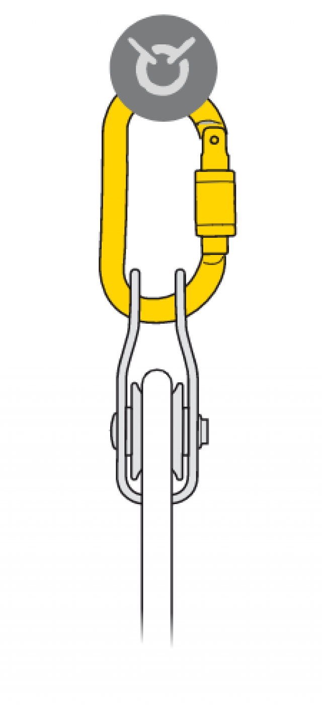 Ovale karabiner: Symmetrische vorm voor gelijkmatig laden (apparaten met een groot bevestigingsgat, katrollen...).